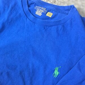 Polo Ralph Lauren Mens Classic Fit T-Shirt Large Blue Lime Green Pony Logo Tee